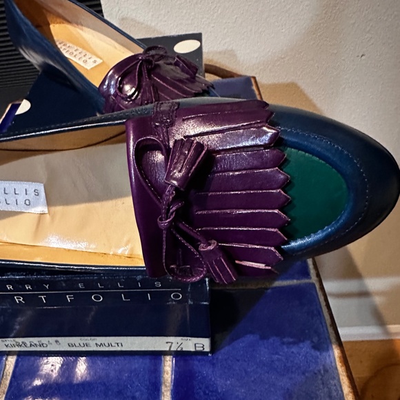 Perry Ellis Portfolio Tassel Loafers in Blue, Purple & Green New in Box - 7.5 B - Picture 13 of 14